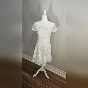 Banana republic off white geometric lace dress size 8